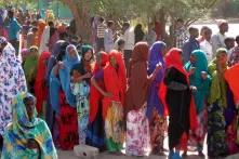 Young women lining up to vote in Somaliland's 2012 local council elections